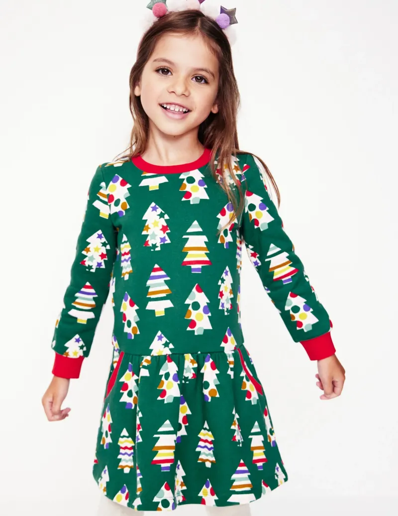 Kleider | Boden Kuscheliges, bedrucktes Sweatshirt-Kleid- Almond
