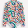 Bademode | Boden Langärmeliger Badeanzug mit Rüschen-Naturweiß Paisley NaturweißPaisley
