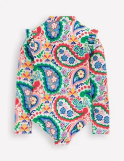 Bademode | Boden Langärmeliger Badeanzug mit Rüschen-Naturweiß Paisley NaturweißPaisley