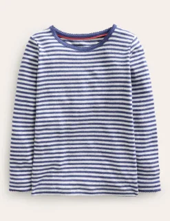 Oberteile & T-shirts | Boden Langärmeliges Oberteil mit Pointelle-Muster-Steuerbordblau/Sanftes Naturweiß Steuerbordblau/SanftesNaturweiß