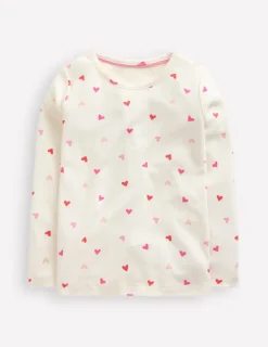 Oberteile & T-shirts | Boden Langärmeliges Oberteil mit Pointelle-Muster-Naturweiß Herzen NaturweißHerzen