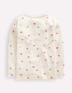Oberteile & T-shirts | Boden Langärmeliges Oberteil mit Pointelle-Muster-Naturweiß Herzen NaturweißHerzen