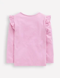 Oberteile & T-shirts | Boden Langärmeliges Oberteil mit Rüschen und Logo-Kaugummirosa Hunde KaugummirosaHunde