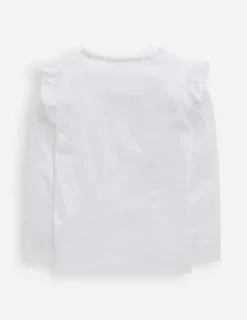Oberteile & T-shirts | Boden Langärmeliges Oberteil mit Rüschen und Logo-Naturweiß Catisserie NaturweißCatisserie