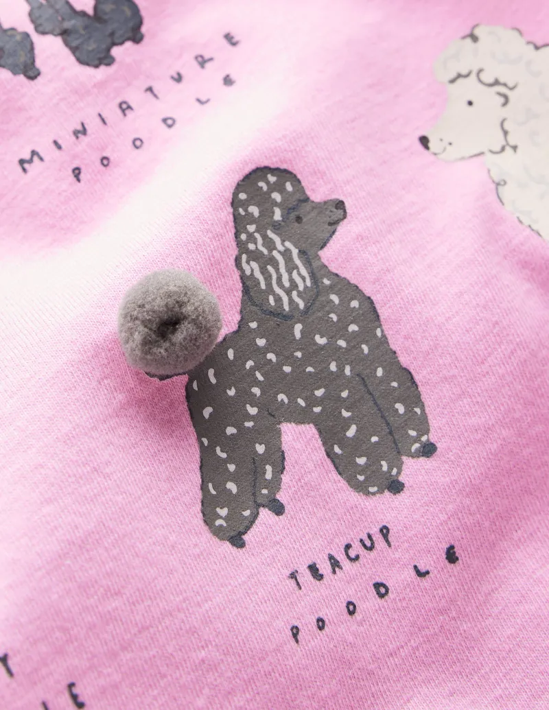 Oberteile & T-shirts | Boden Langärmeliges Oberteil mit Rüschen und Logo-Kaugummirosa Hunde KaugummirosaHunde