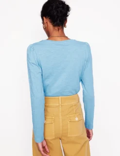 T-shirts & Tops | Oberteile | Boden Langärmliges Oberteil aus Baumwolle mit Rundhalsausschnitt- Enteneiblau