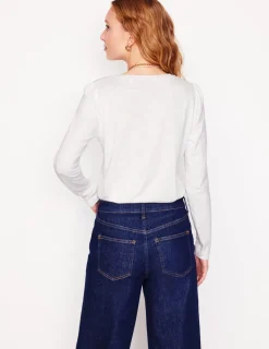 T-shirts & Tops | Oberteile | Boden Langärmliges Oberteil aus Baumwolle mit Rundhalsausschnitt- Weiß