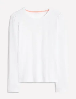 T-shirts & Tops | Oberteile | Boden Langärmliges Oberteil aus Baumwolle mit Rundhalsausschnitt- Weiß