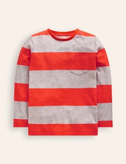 Oberteile & T-shirts | Boden Langärmliges T-Shirt für den Alltag-Grau Meliert/Knallrot GrauMeliert/Knallrot