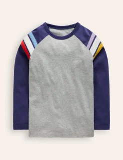 Oberteile & T-shirts | Boden Langärmliges T-Shirt mit Raglanärmeln-Grau Meliert/Steuerbord-Blau GrauMeliert/Steuerbord-Blau