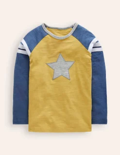 Oberteile & T-shirts | Boden Langärmliges T-Shirt mit Raglanärmeln-Tropisches Gelb/Blauhäher TropischesGelb/Blauhäher