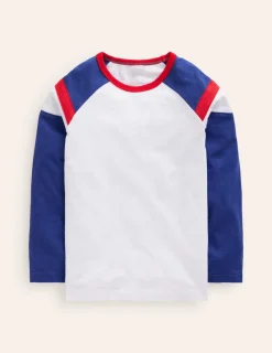 Oberteile & T-shirts | Boden Langärmliges T-Shirt mit Raglanärmeln-Naturweiß/Blendend Blau Naturweiß/BlendendBlau