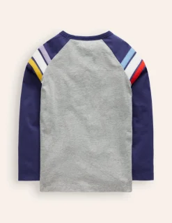 Oberteile & T-shirts | Boden Langärmliges T-Shirt mit Raglanärmeln-Grau Meliert/Steuerbord-Blau GrauMeliert/Steuerbord-Blau