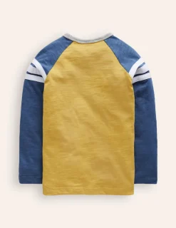 Oberteile & T-shirts | Boden Langärmliges T-Shirt mit Raglanärmeln-Tropisches Gelb/Blauhäher TropischesGelb/Blauhäher