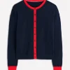 Pullover & Strickjacken | Boden Lara Lockere Baumwoll-Strickjacke-Marineblau, Mohnblumenrot Marineblau,Mohnblumenrot