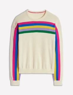 Pullover & Strickjacken | Boden Lara Lockerer Baumwollpullover-Warmes Naturweiß Regenbogenstreifen WarmesNaturweißRegenbogenstreifen