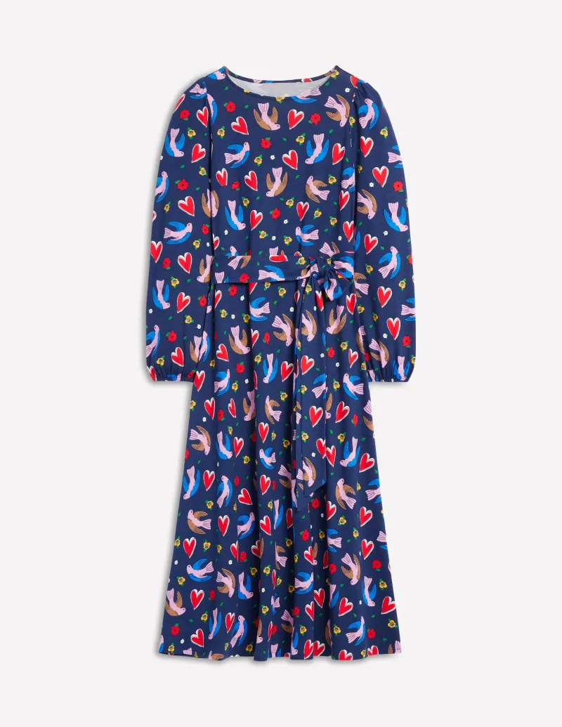 Kleider & Jumpsuits | Midi | Boden Leandra Jersey-Midikleid-Französisches Marineblau, Herzflattern FranzösischesMarineblau,Herzflattern