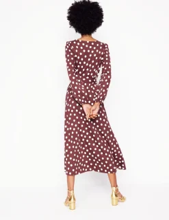 Kleider & Jumpsuits | Midi | Boden Leandra Jersey-Midikleid-Kastanie, Abstrakte Punkte Kastanie,AbstraktePunkte