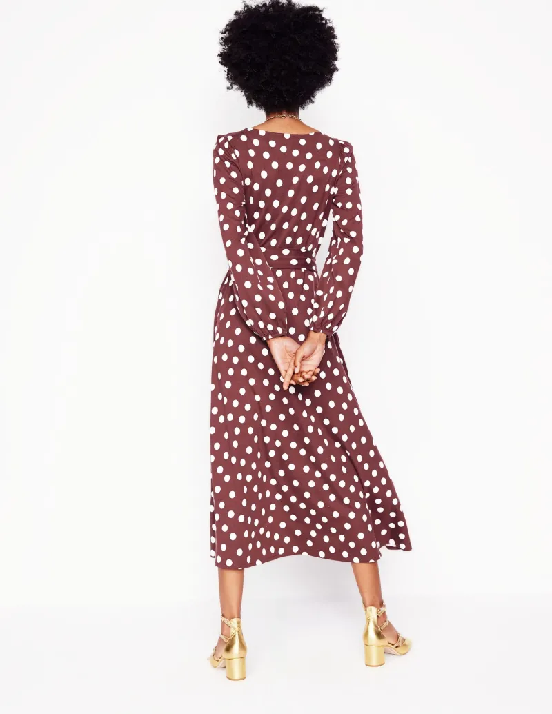 Kleider & Jumpsuits | Midi | Boden Leandra Jersey-Midikleid-Kastanie, Abstrakte Punkte Kastanie,AbstraktePunkte