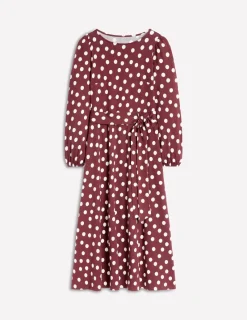 Kleider & Jumpsuits | Midi | Boden Leandra Jersey-Midikleid-Kastanie, Abstrakte Punkte Kastanie,AbstraktePunkte