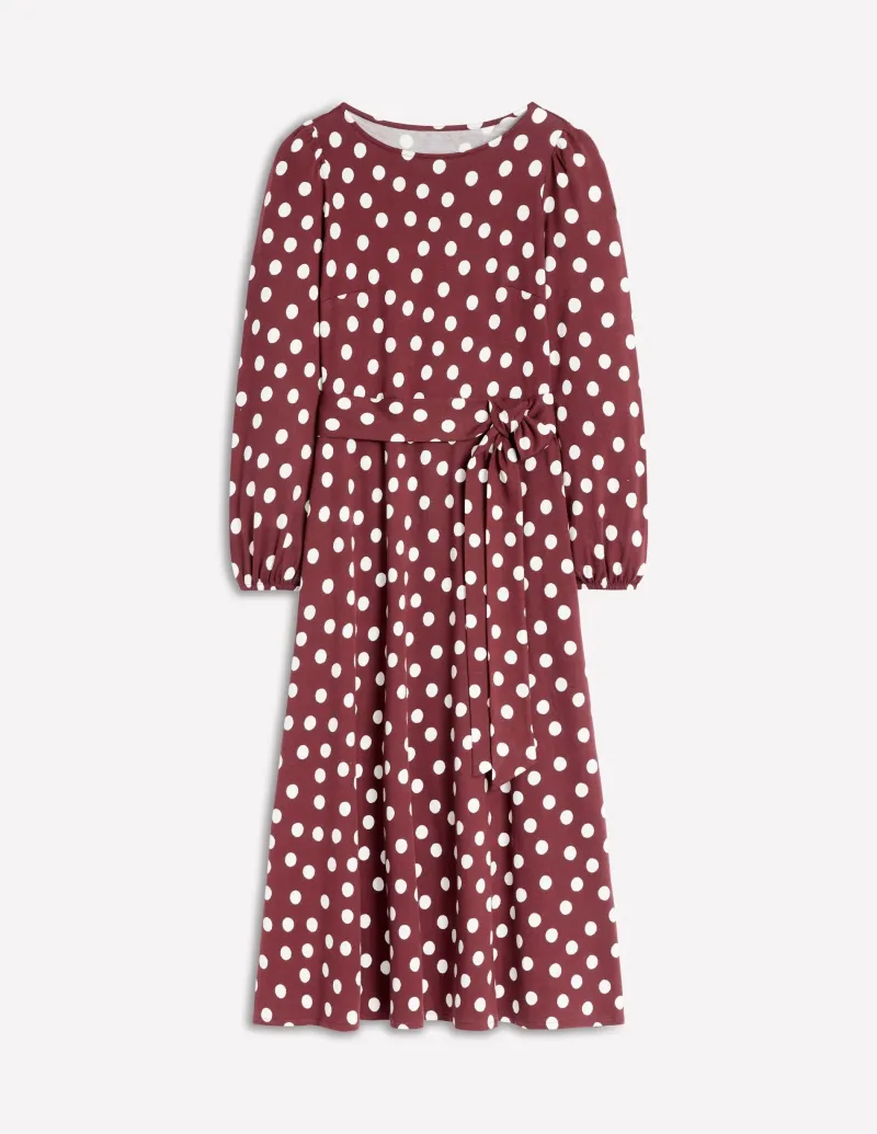 Kleider & Jumpsuits | Midi | Boden Leandra Jersey-Midikleid-Kastanie, Abstrakte Punkte Kastanie,AbstraktePunkte