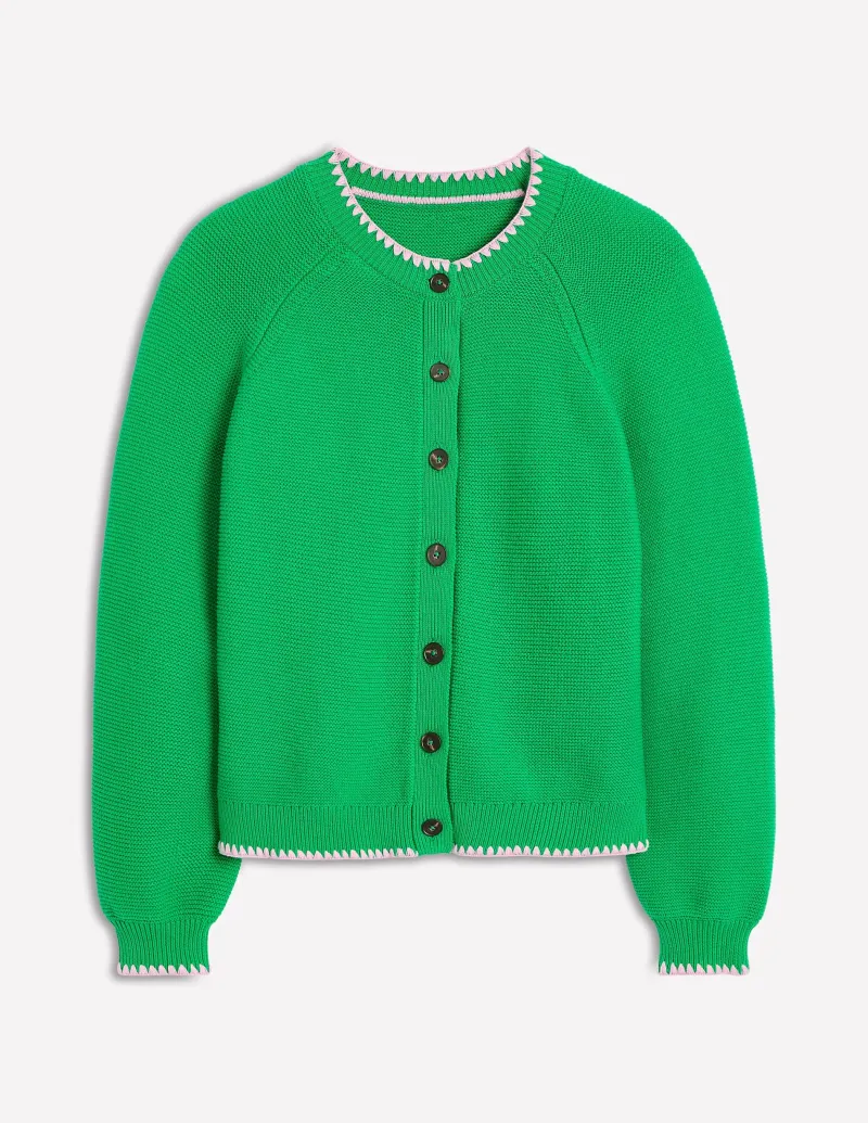 Pullover & Strickjacken | Boden Lena Strickjacke mit Ziernaht-Grünes Tamburin GrünesTamburin