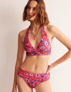 Bademode | Boden Levanzo Bikinihose mit Faltendetail-Rosa, Botanisch Welle Rosa,BotanischWelle