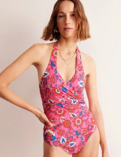 Bademode | Boden Levanzo Neckholder-Badeanzug-Rosa, Botanisch Welle Rosa,BotanischWelle