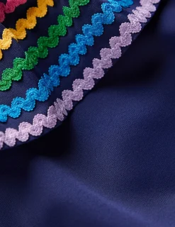 Bademode | Boden Lila Badeanzug mit einem Träger-Schuluniform-Marineblau Ric Rac Schuluniform-MarineblauRicRac