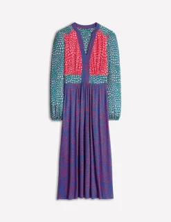 Kleider & Jumpsuits | Midi | Boden Lily Midikleid mit langen Ärmeln-Bunt, Herz-Cluster Bunt,Herz-Cluster