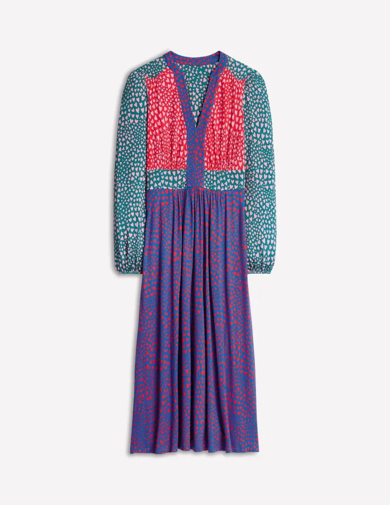 Kleider & Jumpsuits | Midi | Boden Lily Midikleid mit langen Ärmeln-Bunt, Herz-Cluster Bunt,Herz-Cluster