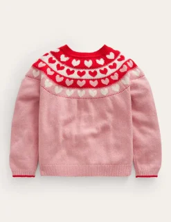 Pullover & Strickjacken | Boden Lustige Fair-Isle-Strickjacke-Mandelrosa Herzen MandelrosaHerzen