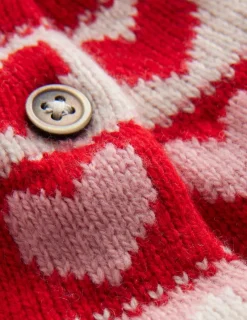 Pullover & Strickjacken | Boden Lustige Fair-Isle-Strickjacke-Mandelrosa Herzen MandelrosaHerzen