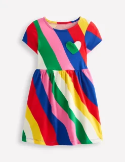 Kleider | Boden Lustiges Jerseykleid mit Herztasche- Regenbogen