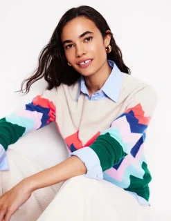 Pullover & Strickjacken | Boden Lydia Kaschmirpullover-Bunt, Zickzack Bunt,Zickzack