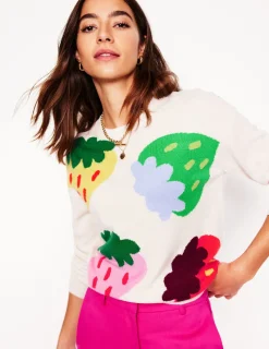Pullover & Strickjacken | Boden Lydia Kaschmirpullover-Ecru, Erdbeeren Ecru,Erdbeeren
