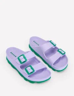 Flache Schuhe | Sandalen | Boden Lyla Pantoletten mit doppelter Schnalle- Lavendellila