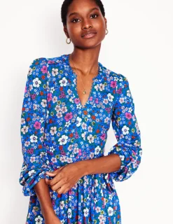 Kleider & Jumpsuits | Midi | Boden Maeve Jersey-Midikleid mit Besatz-Galerie-Blau, Blütenpracht Galerie-Blau,Blütenpracht