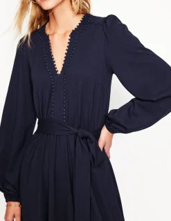 Kleider & Jumpsuits | Midi | Boden Maeve Jersey-Midikleid mit Besatz-Aqua Marine Marl AquaMarineMarl