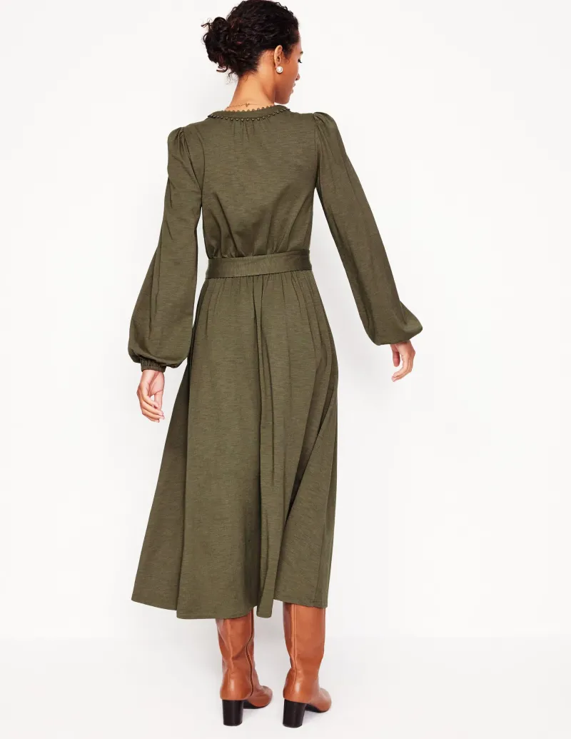 Kleider & Jumpsuits | Midi | Boden Maeve Jersey-Midikleid mit Besatz-Blasses Khaki BlassesKhaki