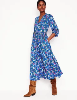 Kleider & Jumpsuits | Midi | Boden Maeve Jersey-Midikleid mit Besatz-Galerie-Blau, Blütenpracht Galerie-Blau,Blütenpracht