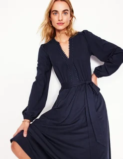 Kleider & Jumpsuits | Midi | Boden Maeve Jersey-Midikleid mit Besatz-Aqua Marine Marl AquaMarineMarl