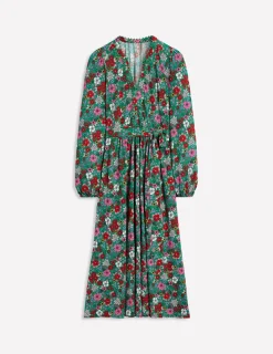 Kleider & Jumpsuits | Midi | Boden Maeve Jersey-Midikleid mit Besatz-Sattes Smaragdgrün, Blütenpracht SattesSmaragdgrün,Blütenpracht