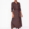 Kleider & Jumpsuits | Kleider In Petite | Boden Marcia Midi-Hemdblusenkleid aus Jersey-Cognak, Motiv Chevron-Swirl Cognak,MotivChevron-Swirl
