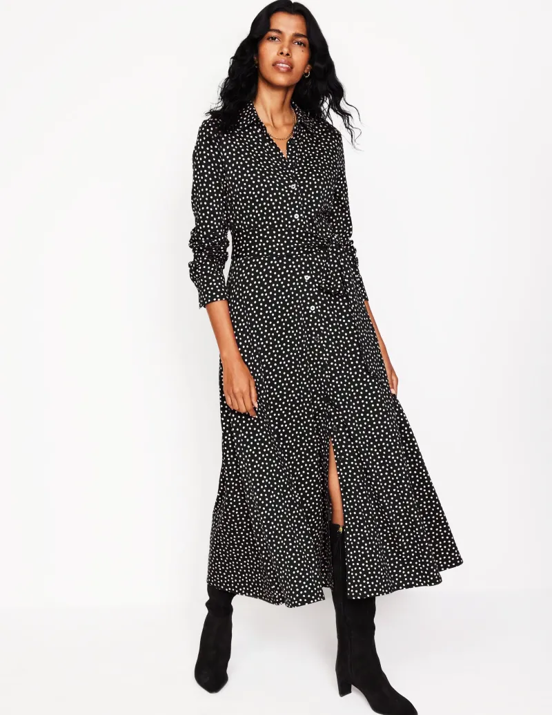 Kleider & Jumpsuits | Kleider In Petite | Boden Marcia Midi-Hemdblusenkleid aus Jersey- Black