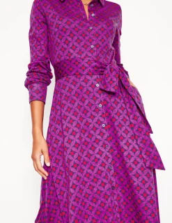 Kleider & Jumpsuits | Kleider In Petite | Boden Marcia Midi-Hemdblusenkleid aus Jersey-Königliches Purpur, Motiv Diamond Terrace KöniglichesPurpur,MotivDiamondTerrace