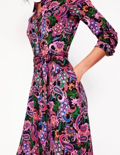 Kleider & Jumpsuits | Kleider In Petite | Boden Marcia Midi-Hemdblusenkleid aus Jersey-Bunt, Botanisches Paisleymuster Bunt,BotanischesPaisleymuster