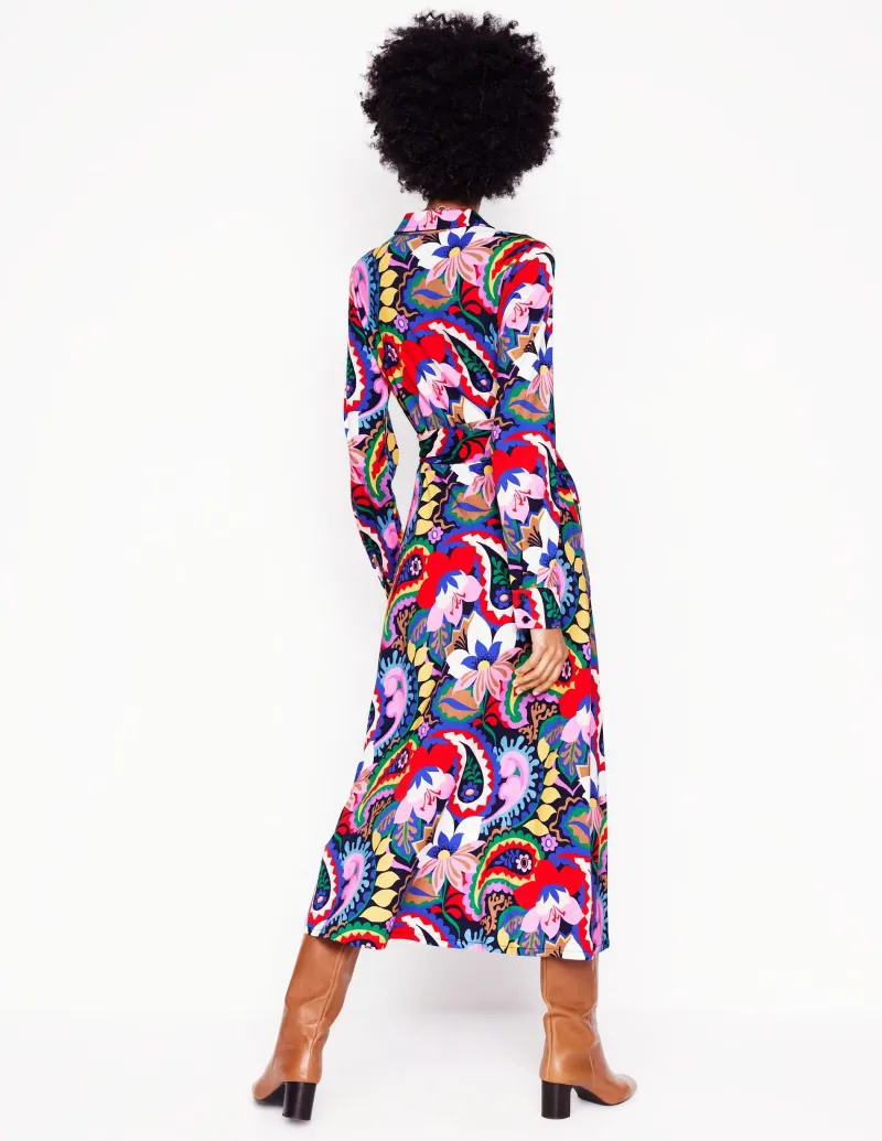 Kleider & Jumpsuits | Kleider In Petite | Boden Marcia Midi-Hemdblusenkleid aus Jersey-Bunt, Botanik-Paisley Bunt,Botanik-Paisley