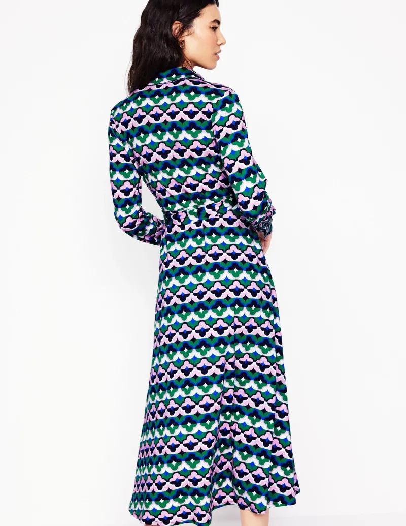 Kleider & Jumpsuits | Kleider In Petite | Boden Marcia Midi-Hemdblusenkleid aus Jersey-Smaragdgrün, Glücksklee Smaragdgrün,Glücksklee