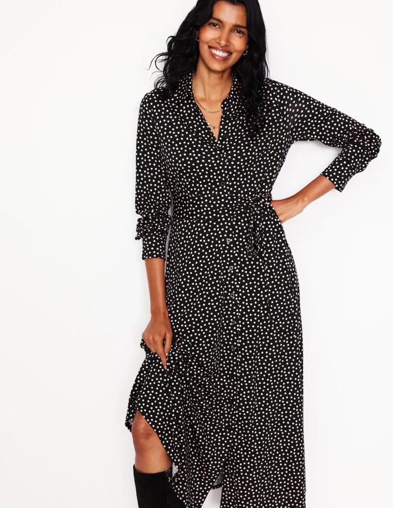 Kleider & Jumpsuits | Kleider In Petite | Boden Marcia Midi-Hemdblusenkleid aus Jersey- Black
